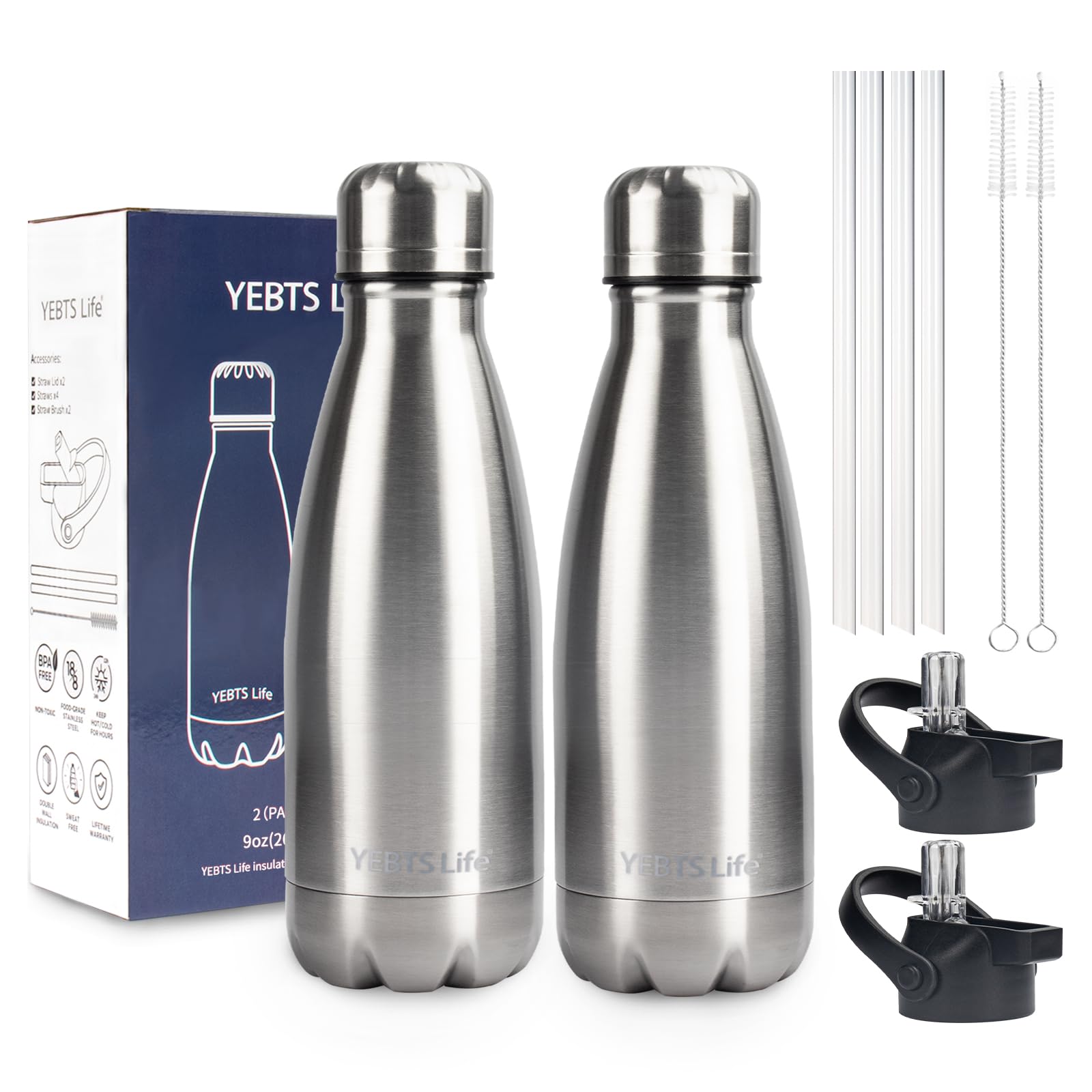 Amazon.com: Insulated Water Bottle, 2 Pack-9oz Stainless Steel